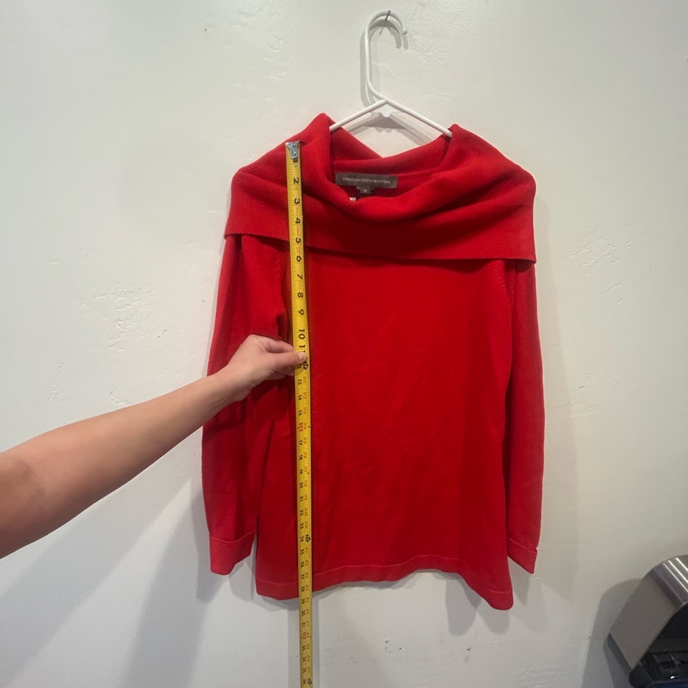 French Connection Vibrant Red Cowl Neck Sweater